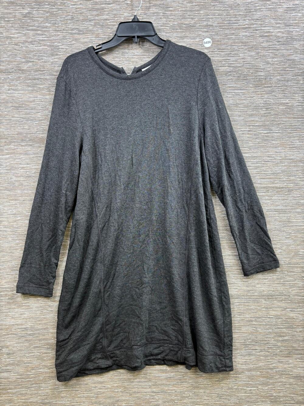 J Jill Knit Sweater Dress Womens Size L Gray Long Sleeve Back Zip Knee Length